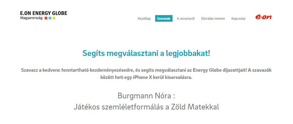 E.ON Energy Globe Magyarország díj – segítesz elnyerni?